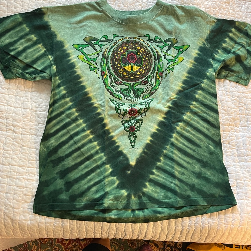 Green Tie-Dye Short Sleeve Tee with Celtic Graphic
